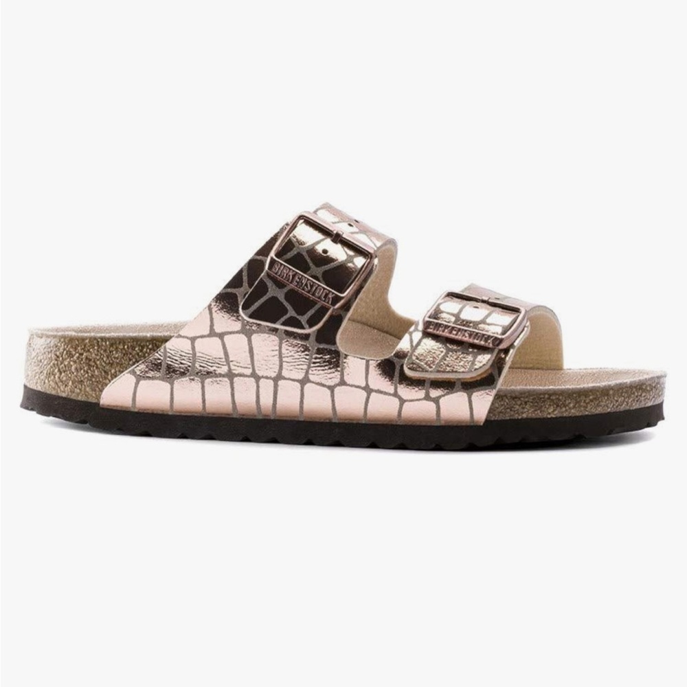 Birkenstock Arizona Gator Gleam Two-Strap Comfort Sandal sz 6 woman - Picture 2 of 6